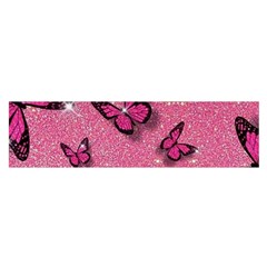 Pink Glitter Butterfly Oblong Satin Scarf (16  X 60 ) by Ndabl3x