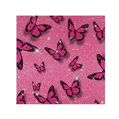 Pink Glitter Butterfly Square Satin Scarf (30  X 30 ) by Ndabl3x