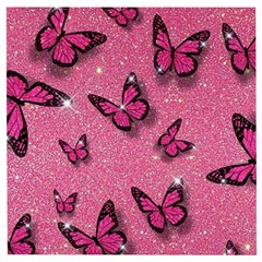 Pink Glitter Butterfly Wooden Puzzle Square by Ndabl3x