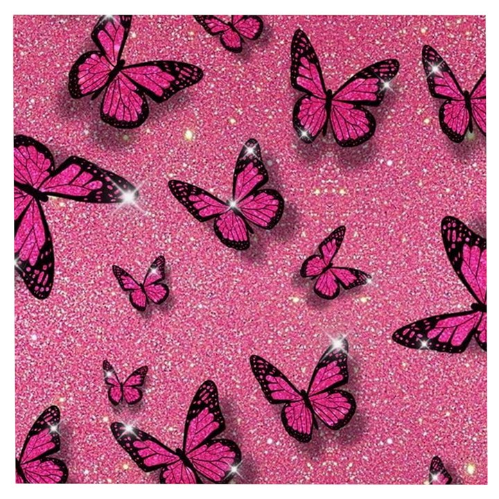 Pink Glitter Butterfly Wooden Puzzle Square