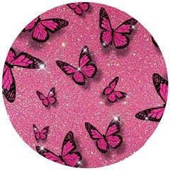 Pink Glitter Butterfly Wooden Puzzle Round