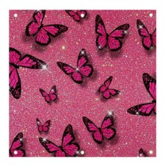 Pink Glitter Butterfly Banner And Sign 4  X 4  by Ndabl3x