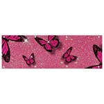 Pink Glitter Butterfly Banner and Sign 9  x 3  Front