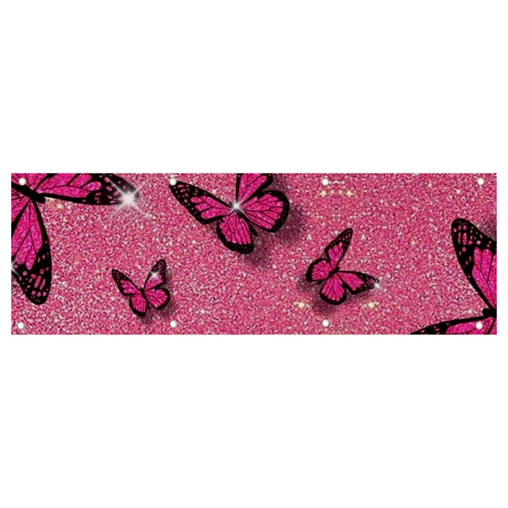 Pink Glitter Butterfly Banner and Sign 9  x 3 