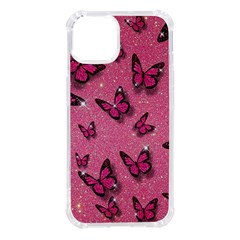 Pink Glitter Butterfly Iphone 14 Tpu Uv Print Case by Ndabl3x