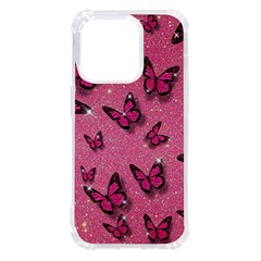 Pink Glitter Butterfly Iphone 14 Pro Tpu Uv Print Case by Ndabl3x