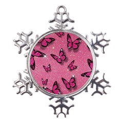 Pink Glitter Butterfly Metal Large Snowflake Ornament