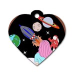 Girl Bed Space Planet Spaceship Dog Tag Heart (Two Sides) Front