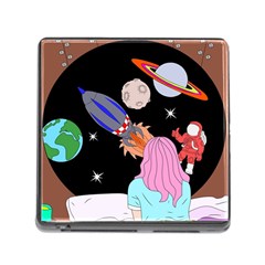 Girl Bed Space Planet Spaceship Memory Card Reader (square 5 Slot) by Bedest