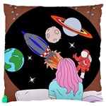 Girl Bed Space Planet Spaceship Standard Premium Plush Fleece Cushion Case (Two Sides) Front