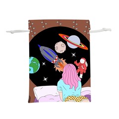 Girl Bed Space Planet Spaceship Lightweight Drawstring Pouch (m) by Bedest