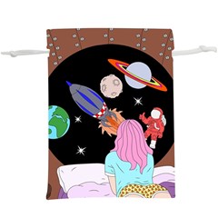 Girl Bed Space Planet Spaceship Lightweight Drawstring Pouch (xl) by Bedest