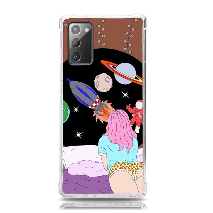 Girl Bed Space Planet Spaceship Samsung Galaxy Note 20 TPU UV Case