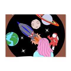 Girl Bed Space Planet Spaceship Crystal Sticker (a4) by Bedest