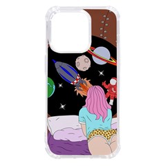 Girl Bed Space Planet Spaceship Iphone 14 Pro Tpu Uv Print Case by Bedest