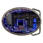 Blue Computer Monitor With Chair Game Digital Art Belt Buckles Front