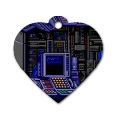 Blue Computer Monitor With Chair Game Digital Art Dog Tag Heart (two Sides) by Bedest