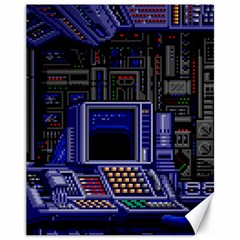 Blue Computer Monitor With Chair Game Digital Art Canvas 11  X 14  by Bedest