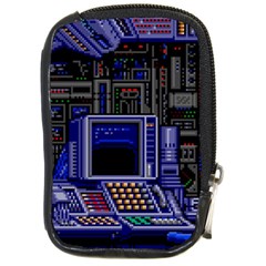 Blue Computer Monitor With Chair Game Digital Art Compact Camera Leather Case by Bedest