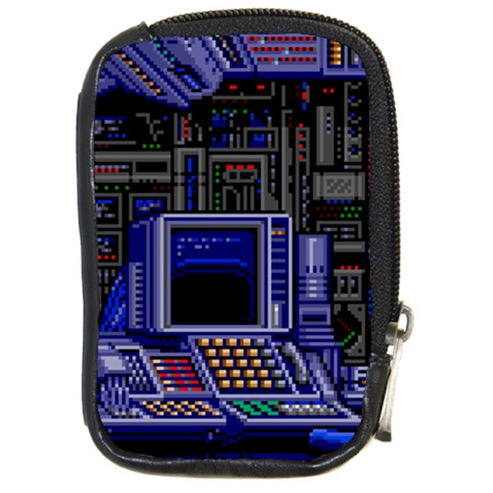 Blue Computer Monitor With Chair Game Digital Art Compact Camera Leather Case