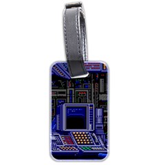 Blue Computer Monitor With Chair Game Digital Art Luggage Tag (two Sides) by Bedest