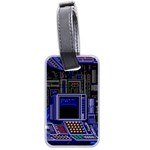 Blue Computer Monitor With Chair Game Digital Art Luggage Tag (two sides) Back