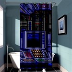 Blue Computer Monitor With Chair Game Digital Art Shower Curtain 36  x 72  (Stall)  Curtain(36 X72 )