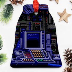 Blue Computer Monitor With Chair Game Digital Art Ornament (bell) by Bedest