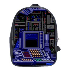 Blue Computer Monitor With Chair Game Digital Art School Bag (xl) by Bedest