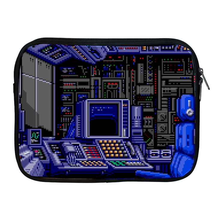 Blue Computer Monitor With Chair Game Digital Art Apple iPad 2/3/4 Zipper Cases