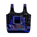 Blue Computer Monitor With Chair Game Digital Art Full Print Recycle Bag (M) Front