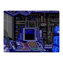 Blue Computer Monitor With Chair Game Digital Art Two Sides Premium Plush Fleece Blanket (mini) by Bedest