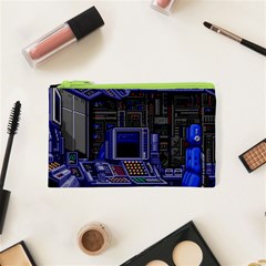 Blue Computer Monitor With Chair Game Digital Art Cosmetic Bag (xs) by Bedest