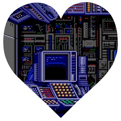 Blue Computer Monitor With Chair Game Digital Art Wooden Puzzle Heart