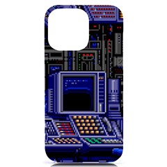 Blue Computer Monitor With Chair Game Digital Art Iphone 14 Pro Max Black Uv Print Case by Bedest