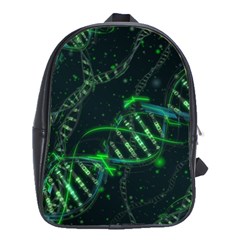 Green And Black Abstract Digital Art School Bag (large) by Bedest