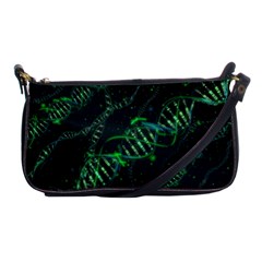 Green And Black Abstract Digital Art Shoulder Clutch Bag by Bedest