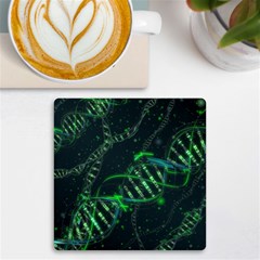 Green And Black Abstract Digital Art Uv Print Square Tile Coaster  by Bedest