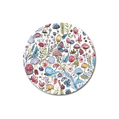 Mushroom Pattern Magnet 3  (round) by Valentinaart