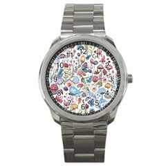 Mushroom Pattern Sport Metal Watch by Valentinaart