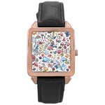 Mushroom pattern Rose Gold Leather Watch  Front