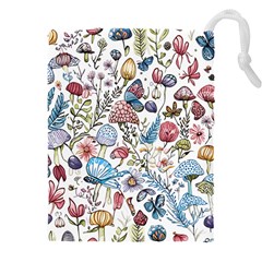 Mushroom Pattern Drawstring Pouch (4xl) by Valentinaart