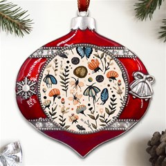 7878 Metal Snowflake And Bell Red Ornament