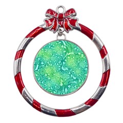 Retro-03 Metal Red Ribbon Round Ornament