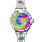 Watercolor-batik Round Italian Charm Watch Front