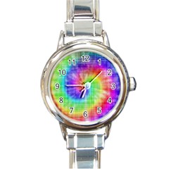 Watercolor-batik Round Italian Charm Watch by nateshop