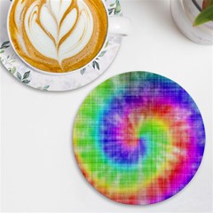 Watercolor-batik Uv Print Round Tile Coaster by nateshop