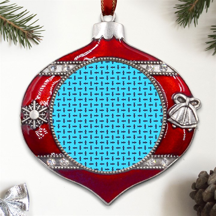 Pattern-123 Metal Snowflake And Bell Red Ornament