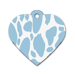 Cow Print, Aesthetic, Y, Blue, Baby Blue, Pattern, Simple Dog Tag Heart (one Side) by nateshop