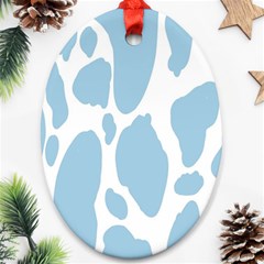 Cow Print, Aesthetic, Y, Blue, Baby Blue, Pattern, Simple Ornament (oval) by nateshop